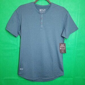 BYLT Men's Drop Cut Lux Henley Short Sleeve Shirt Evergreen Men's Size Small NWT